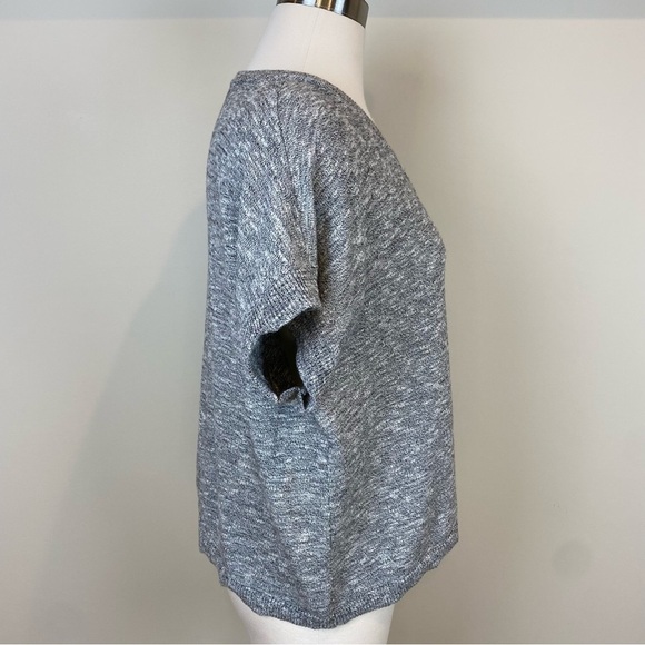 Madewell Cropped Dolman Sleeves Knit Sweater Top Oreo Gray Size M Boxy V Neck - Picture 5 of 15